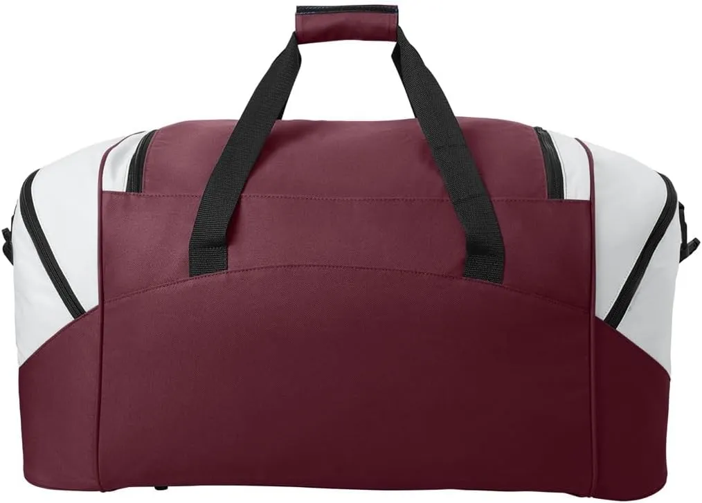 Personalized Large Duffel Bag, Football, Soccer, Basketball, Baseball Duffle Bag, Athlete Gift, Sport Bag, Embroidered Name, Maroon/Grey