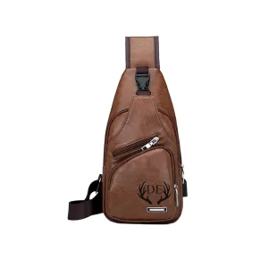 Personalized Leather Sling Bag - Men Women Crossbody Bag - Men Women Chest Bag - Sling Backpack With USB Charge Port - Leather Travel Bag