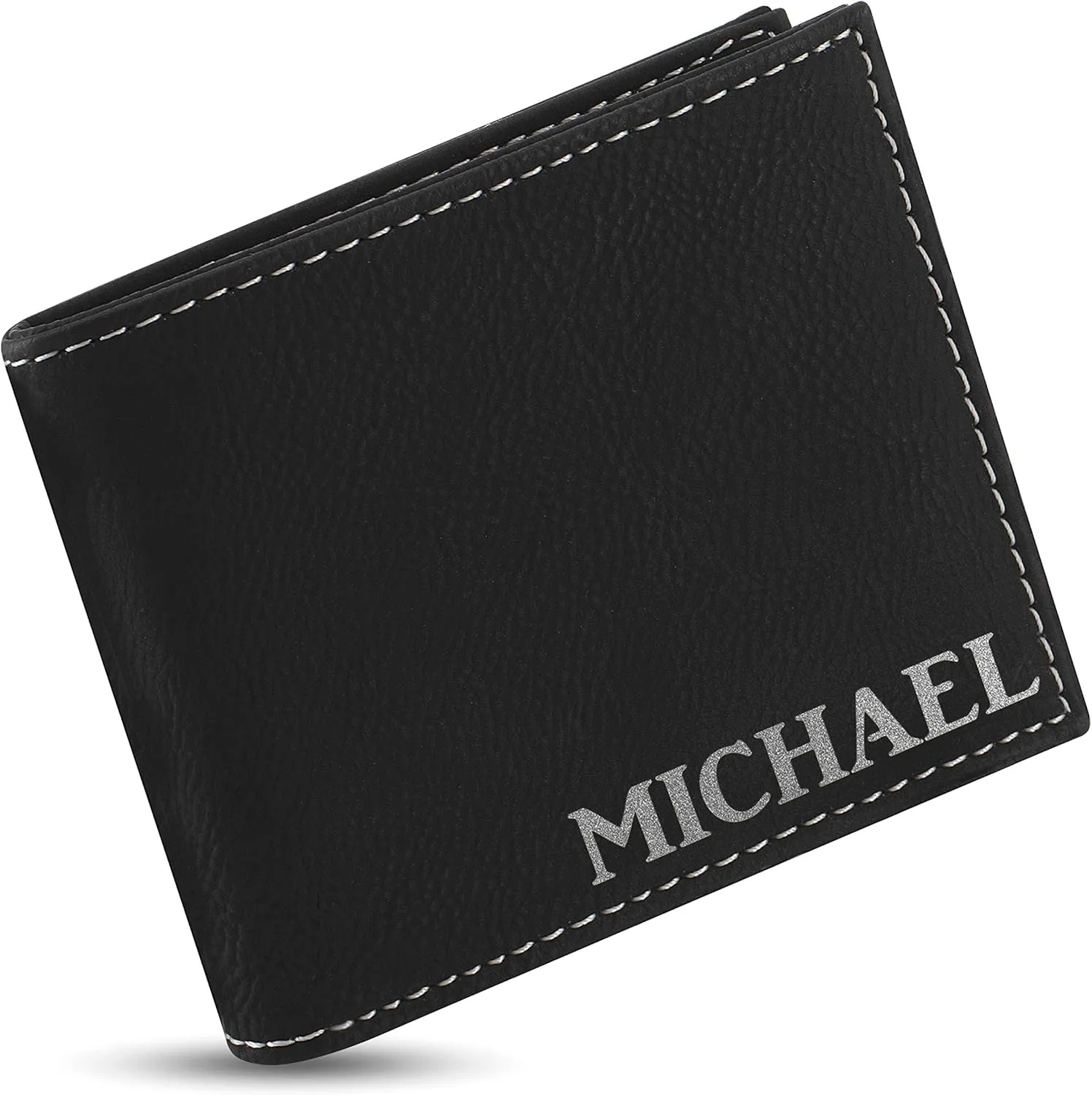 Personalized Leather Wallets for Men, Custom Engraved - 6 Colors & 19 Font Options - Father's Day Gifts
