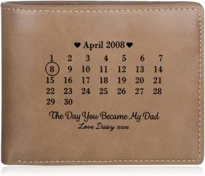 Personalized Men Wallets Custom Engraved Photo Wallet Gifts for Husband,Dad,Son,Boyfriend