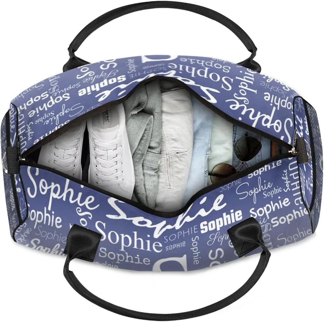 Personalized Name Sport Duffel Bag with Initial, Custom Gym Bag Dance Duffel Bag for Women, Monogrammed Gifts Customized Gymnastics Ballet Bag Overnight Weekender Bag, Cobalt Blue Gradient