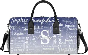 Personalized Name Sport Duffel Bag with Initial, Custom Gym Bag Dance Duffel Bag for Women, Monogrammed Gifts Customized Gymnastics Ballet Bag Overnight Weekender Bag, Cobalt Blue Gradient