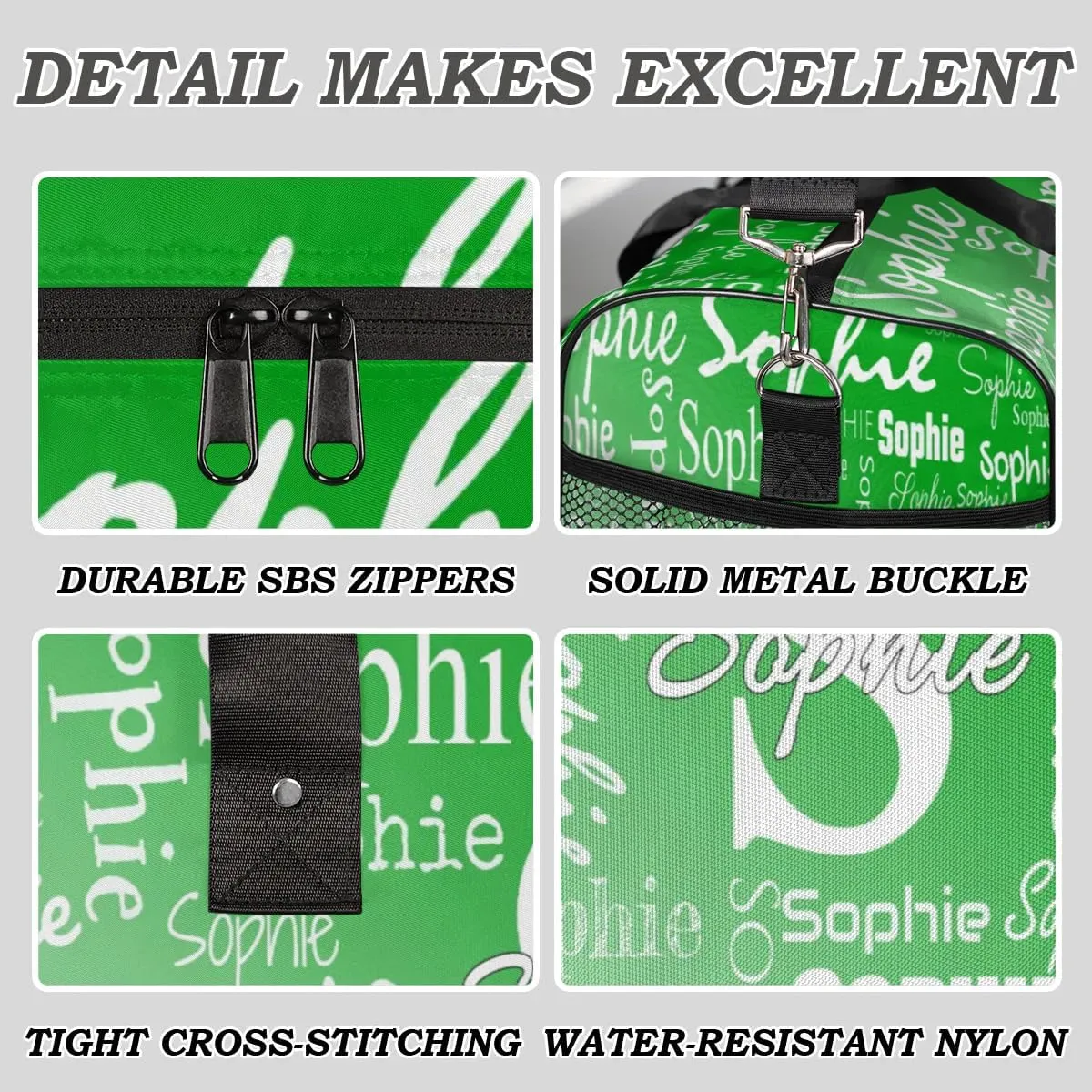 Personalized Name Sport Duffel Bag with Initial, Custom Gym Bag Dance Duffel Bag for Women, Monogrammed Gifts Customized Gymnastics Ballet Bag Overnight Weekender Bag, Grass Green Gradient