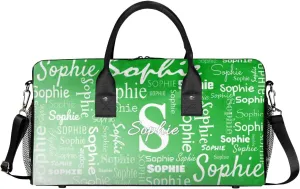 Personalized Name Sport Duffel Bag with Initial, Custom Gym Bag Dance Duffel Bag for Women, Monogrammed Gifts Customized Gymnastics Ballet Bag Overnight Weekender Bag, Grass Green Gradient