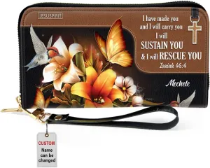 Personalized PU Leather Bible Clutch Purse - Floral Religious Wristlet Wallets - Christian Gifts For Church Ladies - Bible Fossil Purse For Women Of God