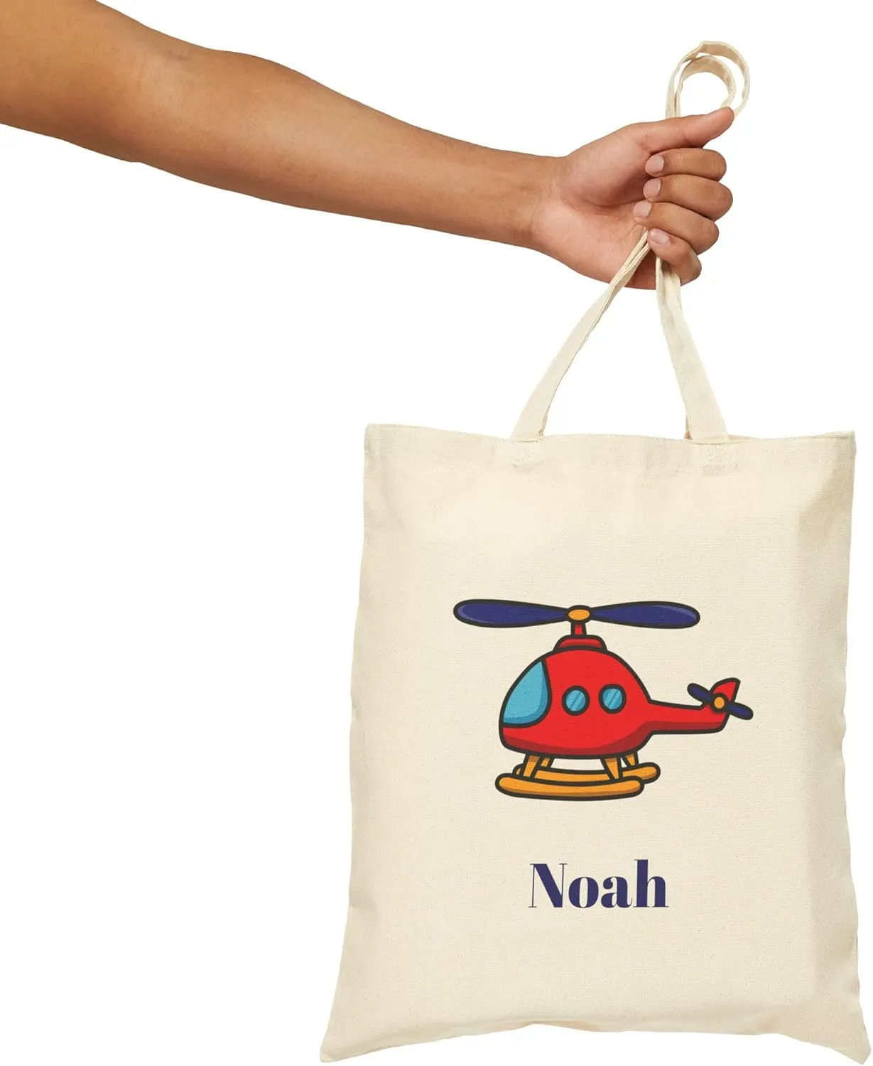 Personalized Rescue Water Helicopter Tote Bag for Kids, Custom Toddler Boys Tote, Gift for Little Rescue Hero, Cotton Canvas