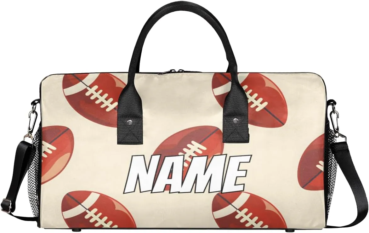 Personalized Rugby Travel Duffel Bag with Name, Custom Gym Sport Bag Football Sports Carry On Weekend Overnight Duffel Bag for Men Women