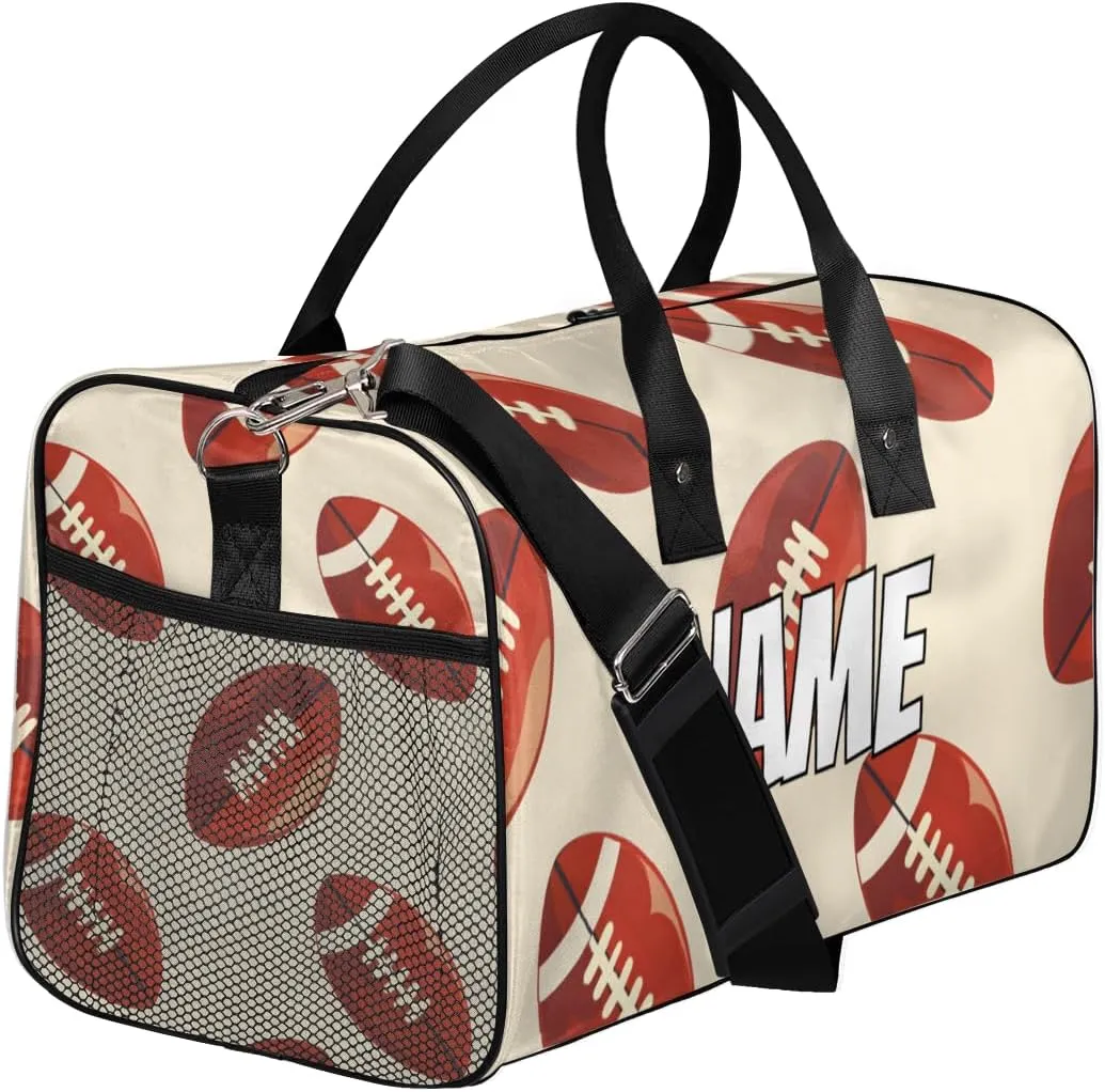 Personalized Rugby Travel Duffel Bag with Name, Custom Gym Sport Bag Football Sports Carry On Weekend Overnight Duffel Bag for Men Women