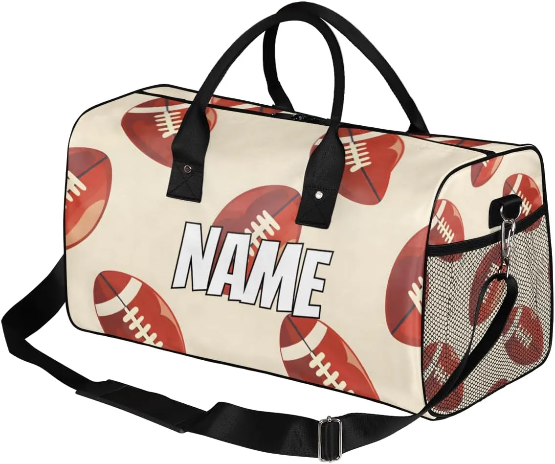 Personalized Rugby Travel Duffel Bag with Name, Custom Gym Sport Bag Football Sports Carry On Weekend Overnight Duffel Bag for Men Women