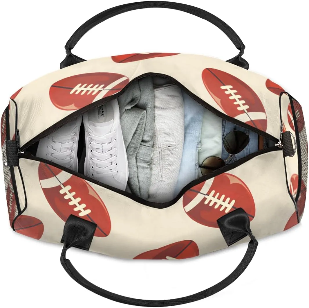 Personalized Rugby Travel Duffel Bag with Name, Custom Gym Sport Bag Football Sports Carry On Weekend Overnight Duffel Bag for Men Women