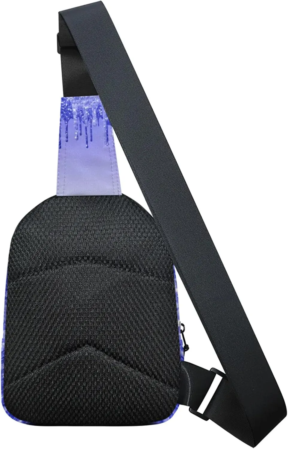 Personalized Sling Bag with Initial Name Custom Crossbody Sling Backpack Customize Chest Bag Daypack for Men Women, Blue Purple Glitter