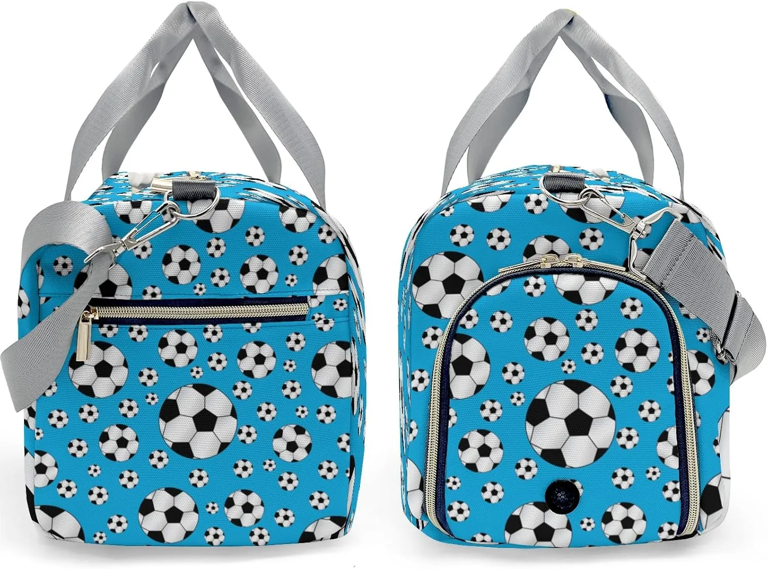 Personalized Sport Soccer Ball Player Sky Blue Duffel Bag for Boys,Customized Sport Player Travel Bag for Boys Man Gifts