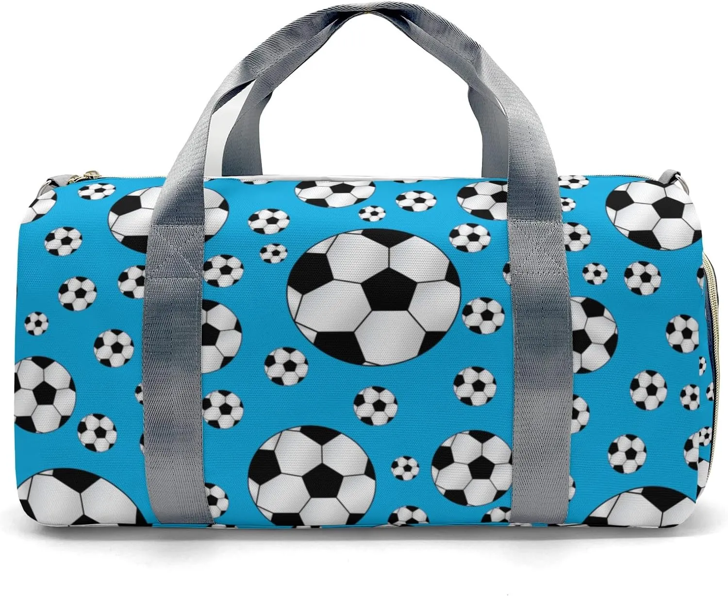 Personalized Sport Soccer Ball Player Sky Blue Duffel Bag for Boys,Customized Sport Player Travel Bag for Boys Man Gifts