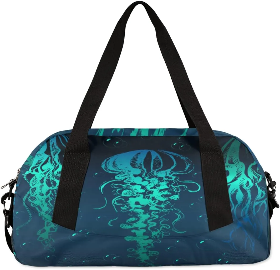 Personalized Sports Duffel Bag for Kids, Custom Dance Bag Gym Bag for Girls, Weekender Bags Travel Duffle Bag for Boys, Sea Jellyfish Themed