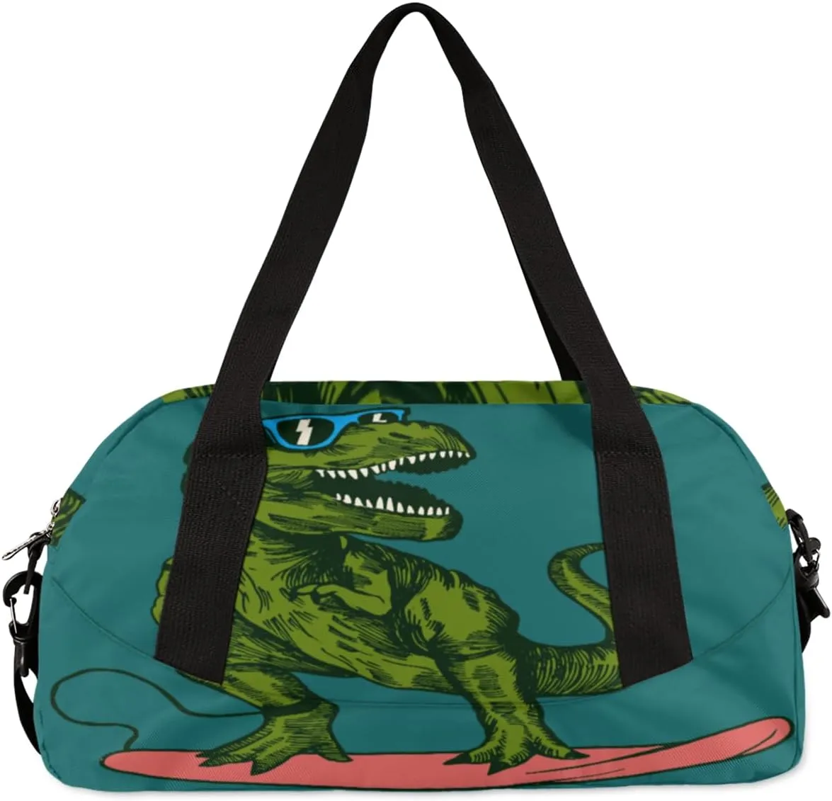 Personalized Sports Duffel Bag for Kids, Custom Dance Bag Gym Bag for Girls, Weekender Bags Travel Duffle Bag for Boys, Skateboard Dinosaur Themed