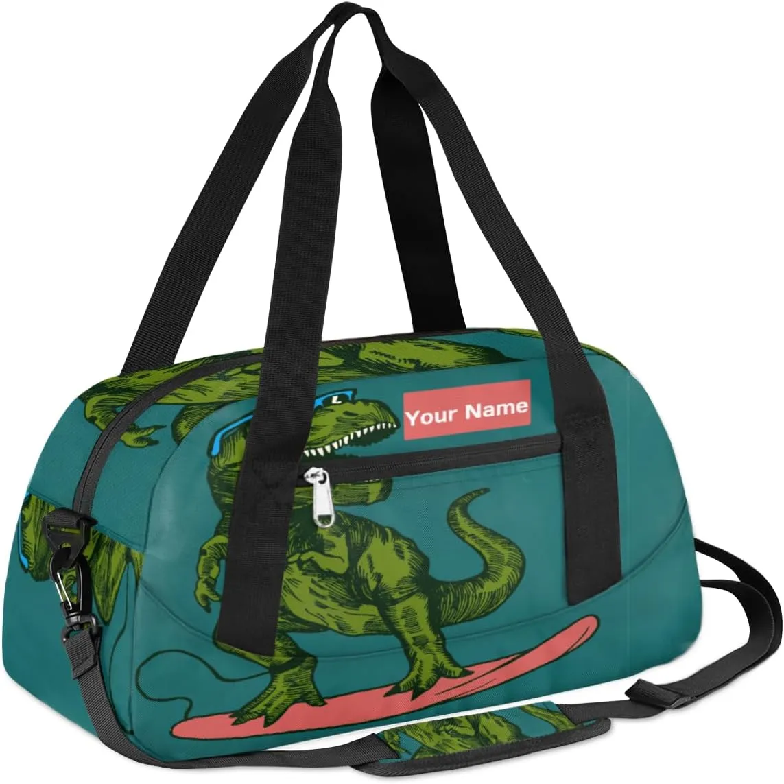 Personalized Sports Duffel Bag for Kids, Custom Dance Bag Gym Bag for Girls, Weekender Bags Travel Duffle Bag for Boys, Skateboard Dinosaur Themed