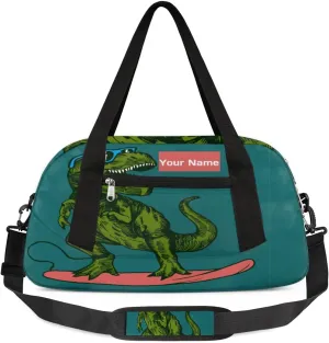 Personalized Sports Duffel Bag for Kids, Custom Dance Bag Gym Bag for Girls, Weekender Bags Travel Duffle Bag for Boys, Skateboard Dinosaur Themed
