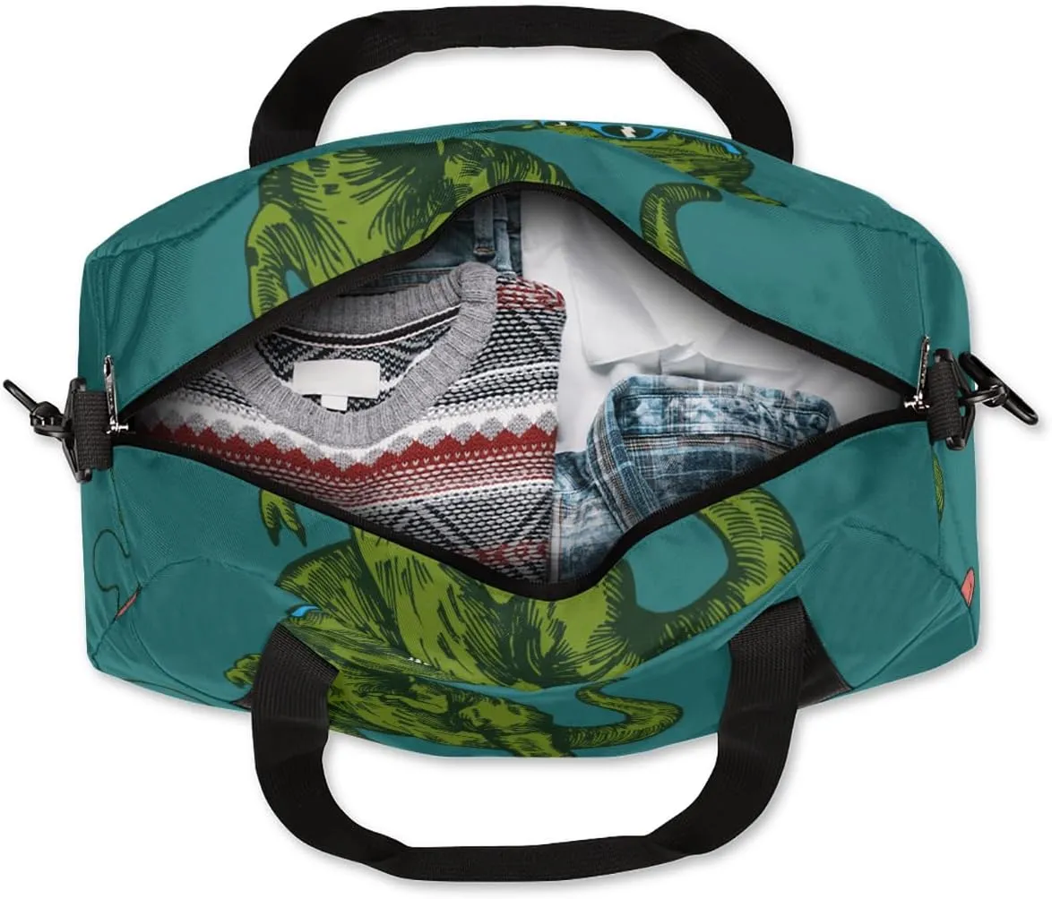 Personalized Sports Duffel Bag for Kids, Custom Dance Bag Gym Bag for Girls, Weekender Bags Travel Duffle Bag for Boys, Skateboard Dinosaur Themed