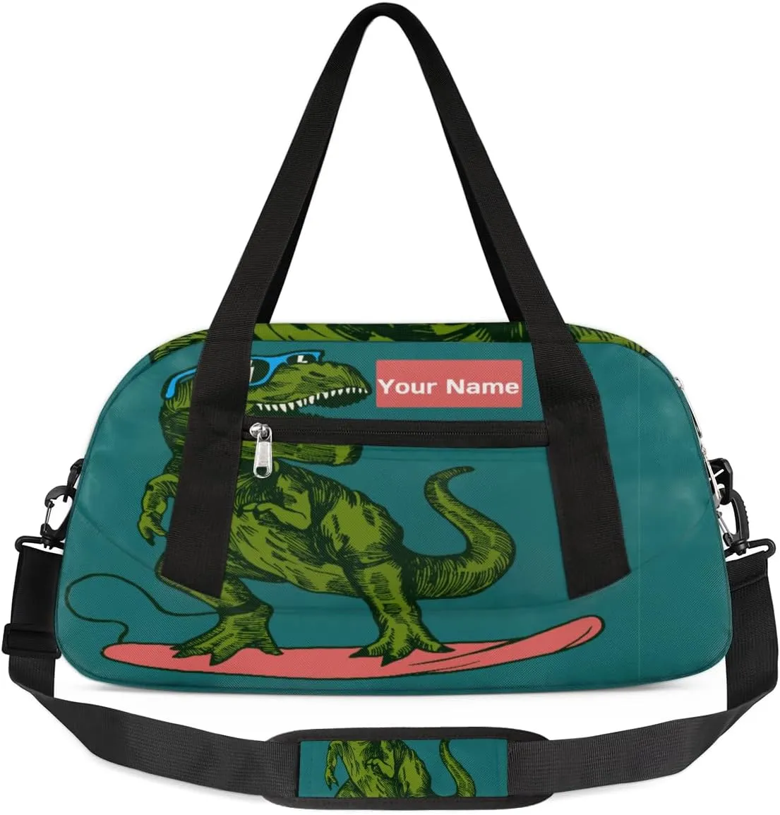 Personalized Sports Duffel Bag for Kids, Custom Dance Bag Gym Bag for Girls, Weekender Bags Travel Duffle Bag for Boys, Skateboard Dinosaur Themed
