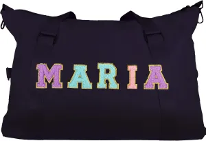 Personalized Travel Duffel Bag Chenille Letter Patch Luggage Bag Custom Dance Bag Sports Gym Bag Weekender Overnight Bag for Women