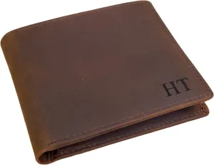 Personalized Wallet For Men, Custom Engraved Wallet, Customized Engraved Full Grain Leather Wallet, Gift For Fathers Day/Him/Husband/Boyfriend/Anniversary/Dad/Son/Graduation/Birthday