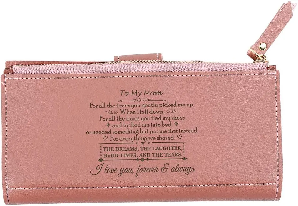 Personalized Wallets for women Engraved Leather Wallet Credit Card Clutch Long Wallet for Mom, Wife, Friends, Sister, Daughter at Birthday, Anniversary, Mother's Day, Thanksgiving, Christmas