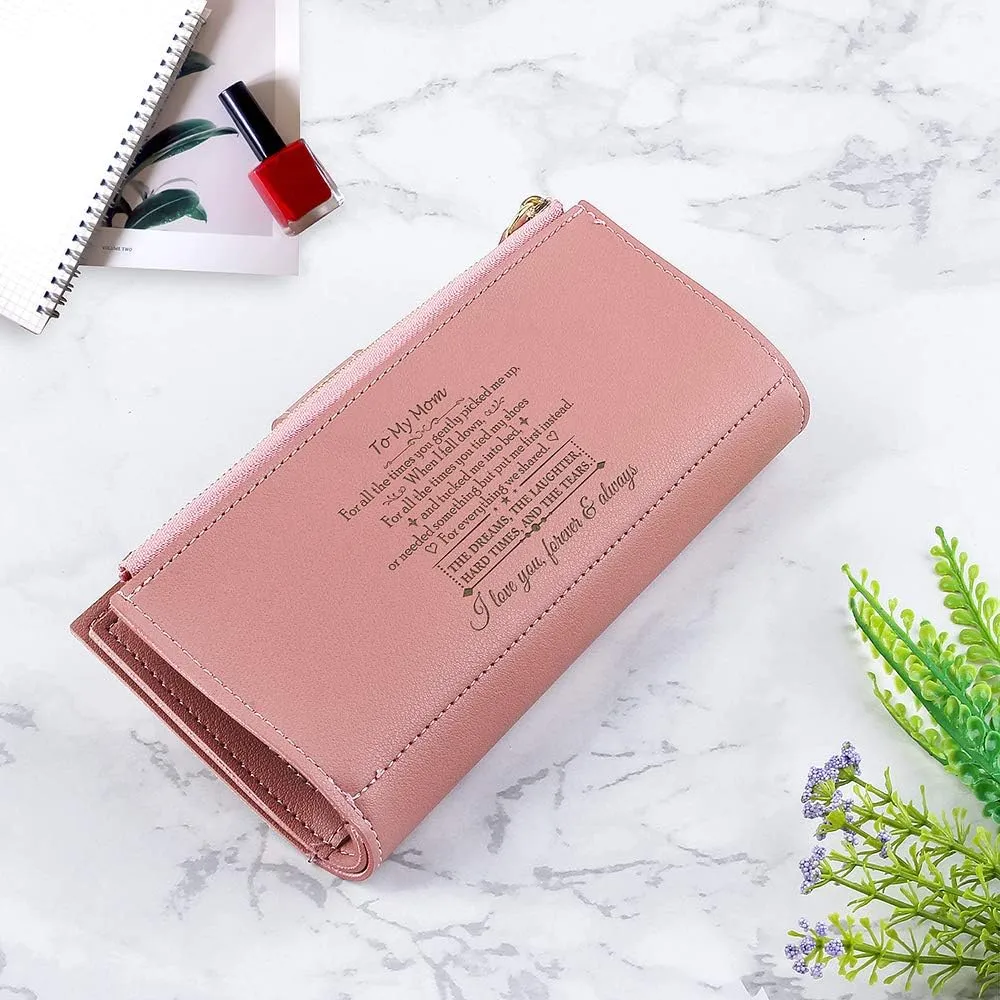 Personalized Wallets for women Engraved Leather Wallet Credit Card Clutch Long Wallet for Mom, Wife, Friends, Sister, Daughter at Birthday, Anniversary, Mother's Day, Thanksgiving, Christmas