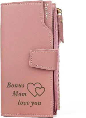Personalized Wallets for women Engraved Leather Wallet Credit Card Clutch Long Wallet for Mom, Wife, Friends, Sister, Daughter at Birthday, Anniversary, Mother's Day, Thanksgiving, Christmas