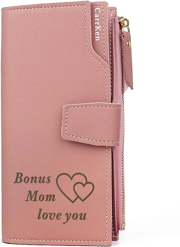 Personalized Wallets for women Engraved Leather Wallet Credit Card Clutch Long Wallet for Mom, Wife, Friends, Sister, Daughter at Birthday, Anniversary, Mother's Day, Thanksgiving, Christmas