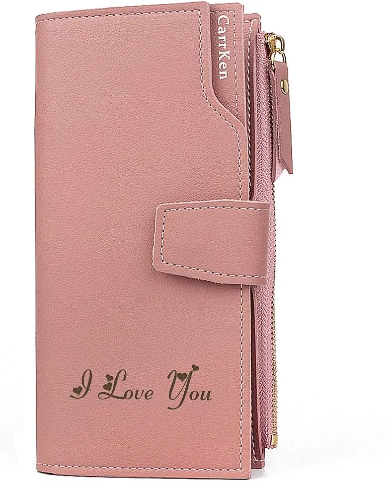 Personalized Wallets for women Engraved Leather Wallet Credit Card Clutch Long Wallet for Mom, Wife, Friends, Sister, Daughter at Birthday, Anniversary, Mother's Day, Thanksgiving, Christmas