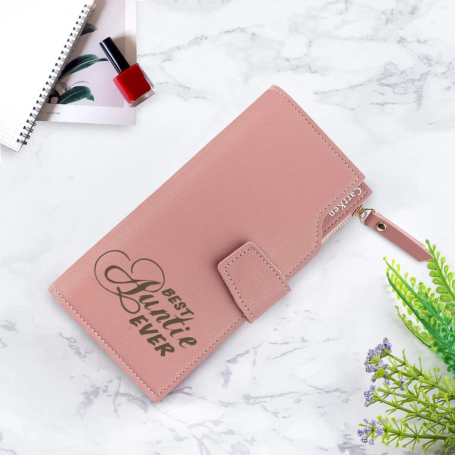 Personalized Wallets for women Engraved Leather Wallet Credit Card Clutch Long Wallet for Mom, Wife, Friends, Sister, Daughter at Birthday, Anniversary, Mother's Day, Thanksgiving, Christmas
