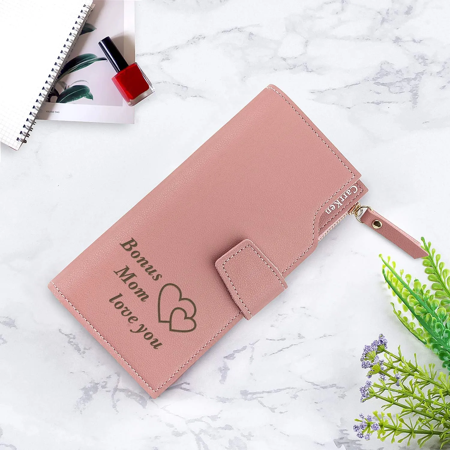 Personalized Wallets for women Engraved Leather Wallet Credit Card Clutch Long Wallet for Mom, Wife, Friends, Sister, Daughter at Birthday, Anniversary, Mother's Day, Thanksgiving, Christmas