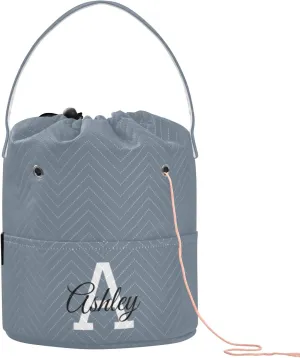 Personalized Yarn Bag Portable Knitting Bag, Custom Name Crochet Tote Bag Travel Yarn Storage Organizer for Crochet Accessories, Supplies, Needles, Slate Gray