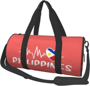 Philippines Heartbeat Duffel Bag Gym Bag Travel Sports Tote Large Foldable Beach Swim Yoga0