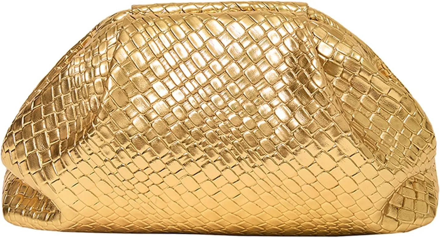 PHILOMENA Women's Vegan Leather Purse Ruched Bag Evening Handbag Dumpling Clutch Purse
