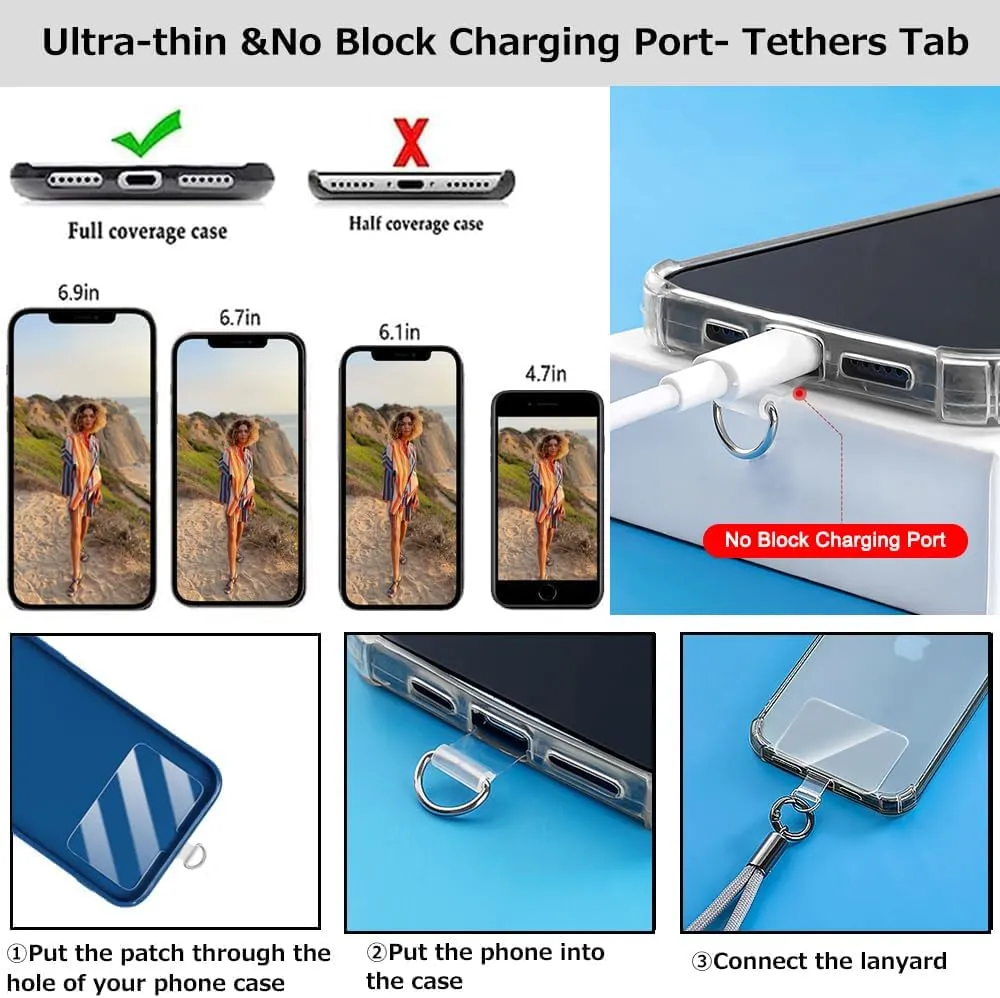 Phone Crossbody Chain Cell Phone Lanyard,Acrylic Shouder Strap Universal Cellphone Chain Strap with Tether Patches Compatible with Most Phones Bag Purse (S)