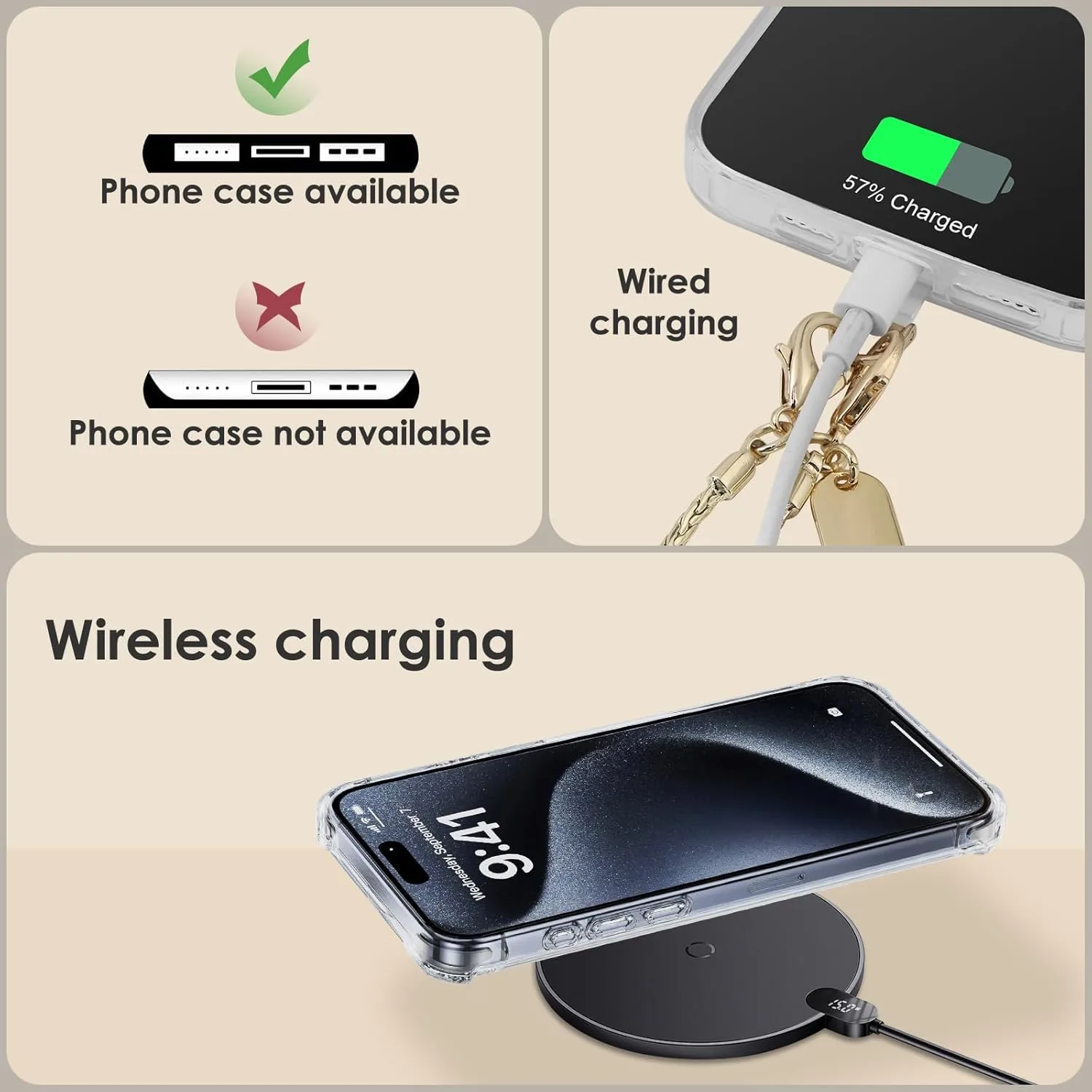 Phone Lanyard Chain Corssbody Hands-Free Cellphone Lanyard For Women Detachable iPhone Strap With Clear Tether Tabs