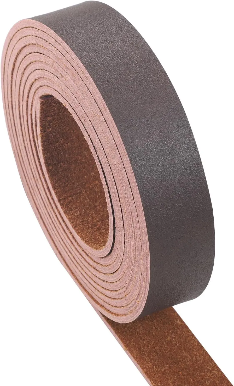 Picheng Leather Strap 1 Inch Wide 100 Inches Long Leather Strip,2.6mm Thick Soft Leather Straps for Crafts,Leather Belt Strips,Hobby Workshop (Dark Brown A)