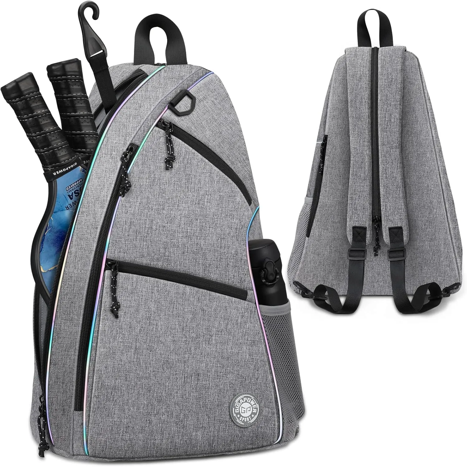 Pickleball Bag | Men's and Women's Pickleball Backpack | Adjustable Sling Bag | Reversible Crossbody Sports Backpack with Colorful Light Reflective