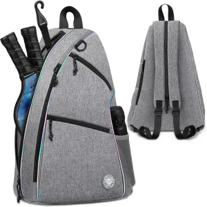 Pickleball Bag | Men's and Women's Pickleball Backpack | Adjustable Sling Bag | Reversible Crossbody Sports Backpack with Colorful Light Reflective