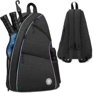 Pickleball Bag | Men's and Women's Pickleball Backpack | Adjustable Sling Bag | Reversible Crossbody Sports Backpack with Colorful Light Reflective