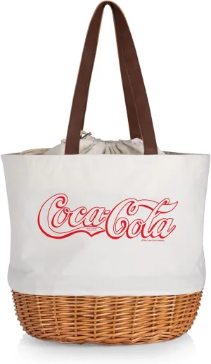 PICNIC TIME Coronado Canvas and Willow Basket Tote, Picnic Tote Bag, Beach Tote