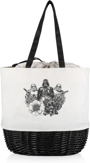 PICNIC TIME Coronado Canvas and Willow Basket Tote, Picnic Tote Bag, Beach Tote