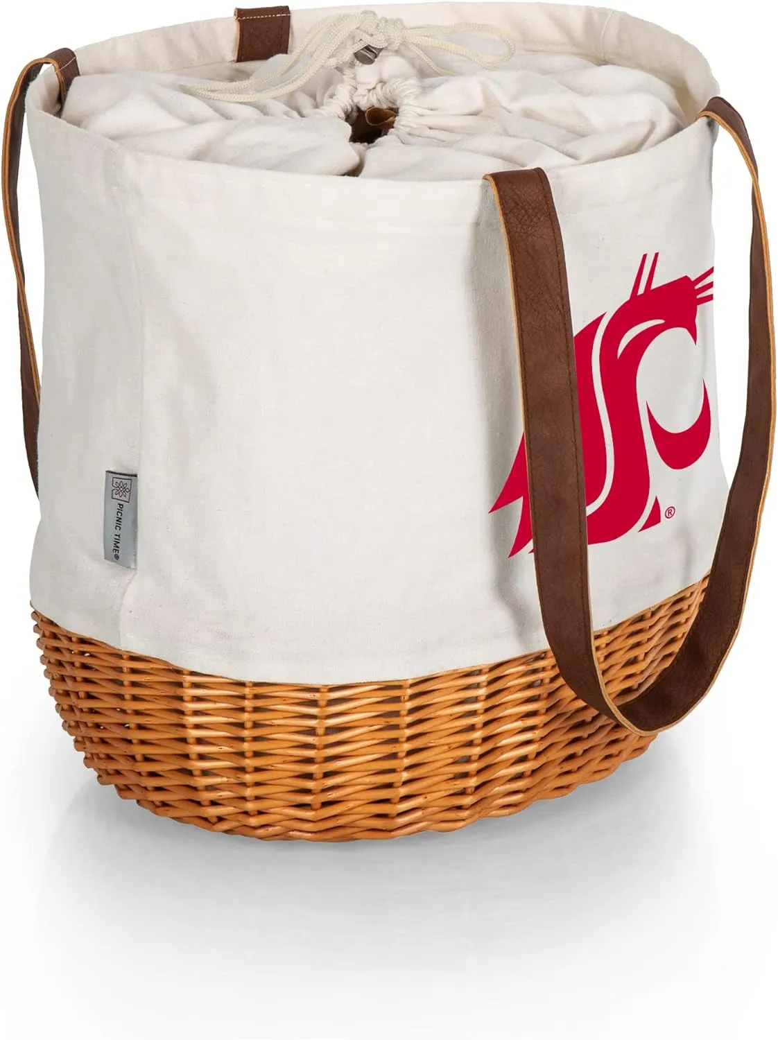 Picnic TIME NCAA Coronado Canvas and Willow Basket Tote, Picnic Tote Bag, Beach Tote, (Beige Canvas)