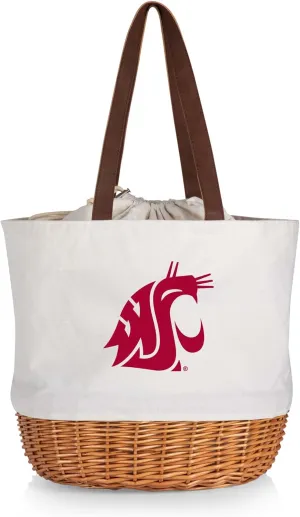 Picnic TIME NCAA Coronado Canvas and Willow Basket Tote, Picnic Tote Bag, Beach Tote, (Beige Canvas)
