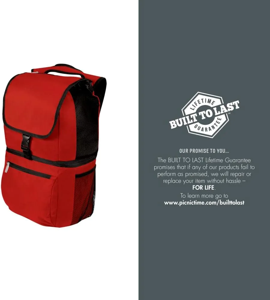 PICNIC TIME NCAA Ohio State Buckeyes Zuma Backpack Cooler - Soft Cooler Backpack - Lunch Cooler, (Red)