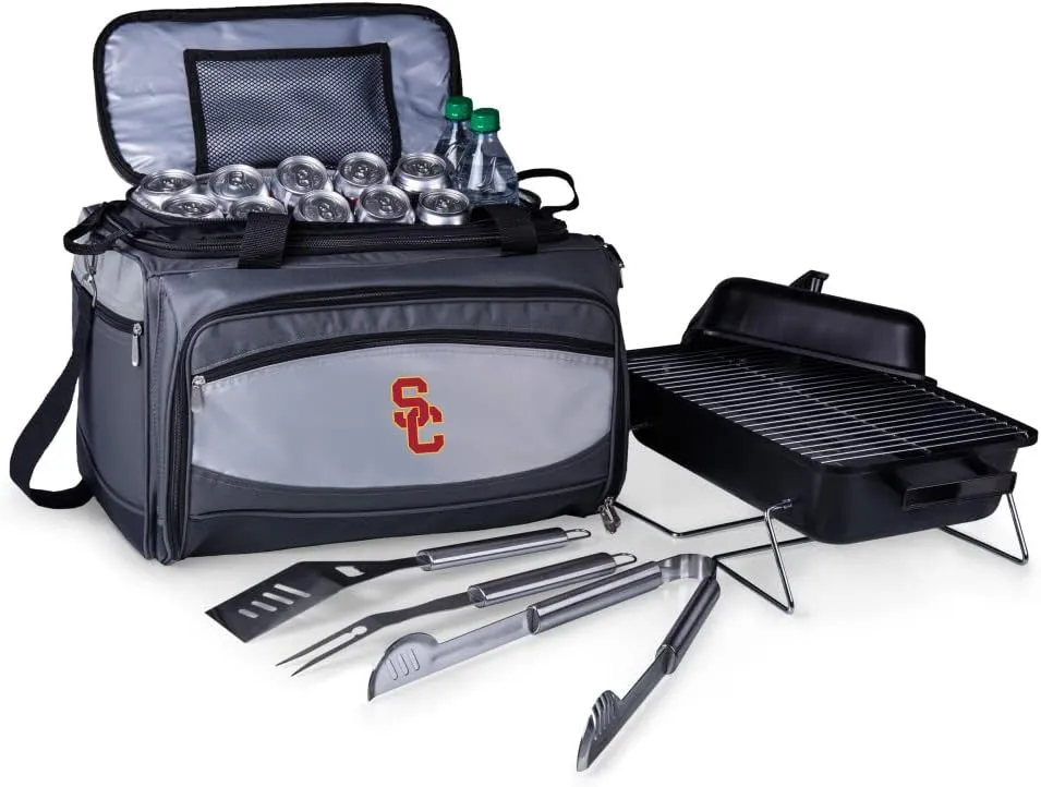 PICNIC TIME NCAA Unisex-Adult NCAA Buccaneer Portable Charcoal Grill & Cooler Tote