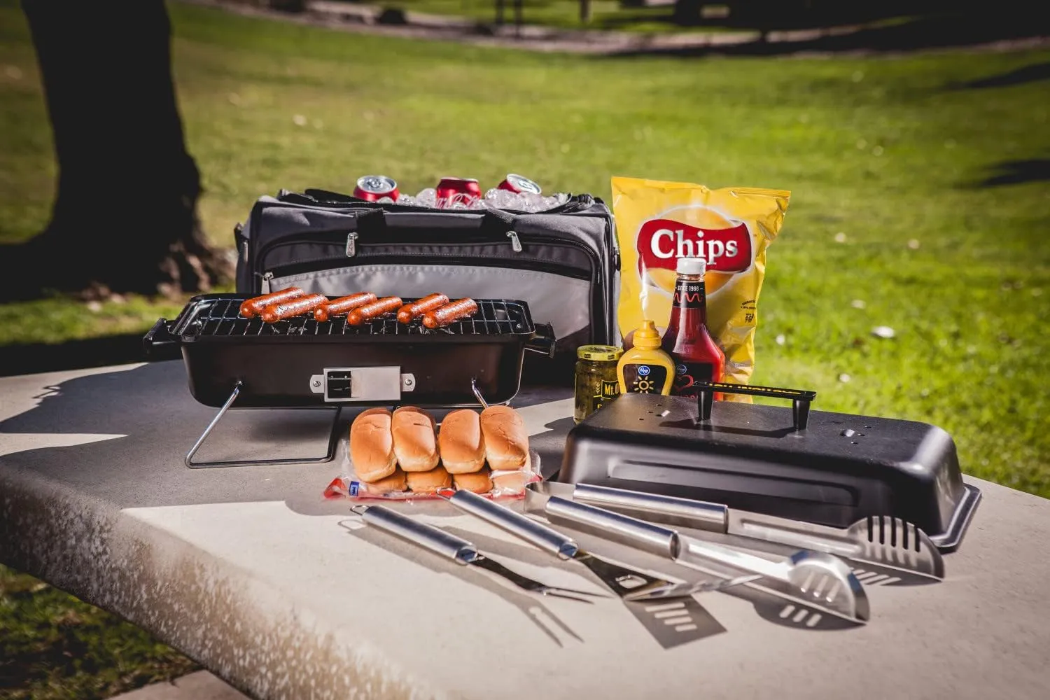 PICNIC TIME NCAA Unisex-Adult NCAA Buccaneer Portable Charcoal Grill & Cooler Tote