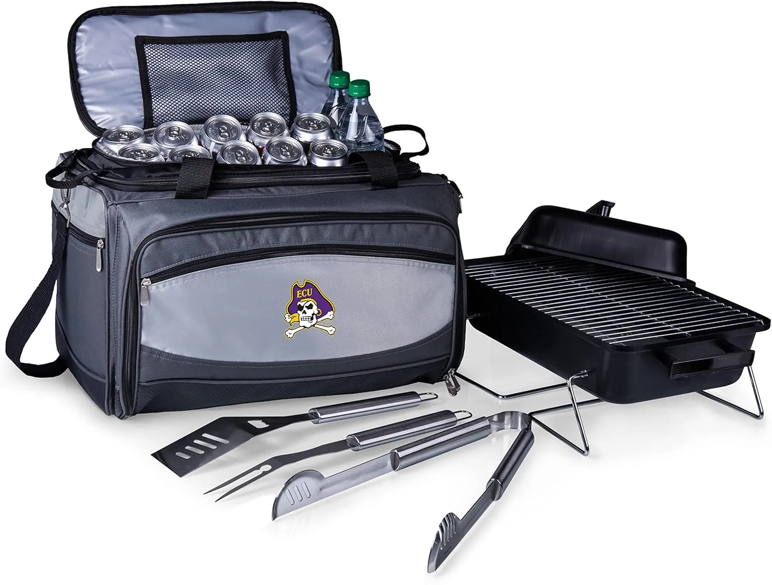 PICNIC TIME NCAA Unisex-Adult NCAA Buccaneer Portable Charcoal Grill & Cooler Tote
