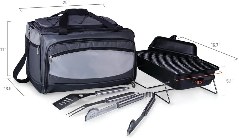 PICNIC TIME NCAA Unisex-Adult NCAA Buccaneer Portable Charcoal Grill & Cooler Tote